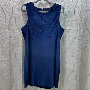 Mode De Vie‎ Velvet Sheath Dress Women Large Navy Blue Excellent Sleeveless